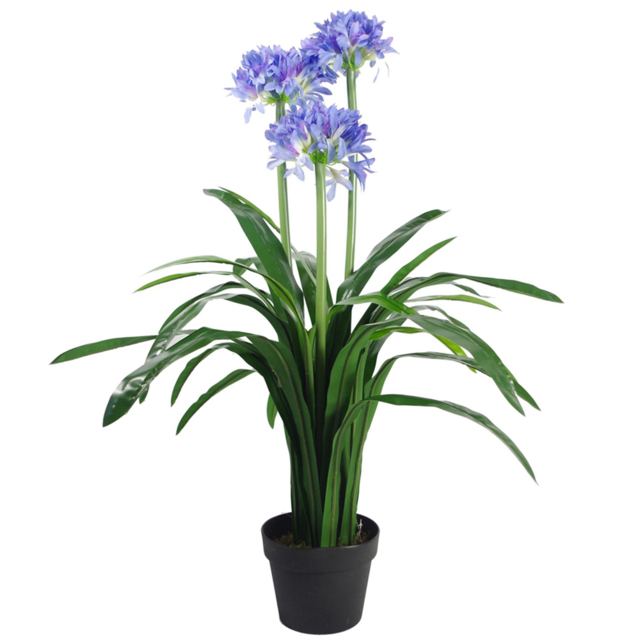 Leaf Agapanthus Blue Flower Artificial Plant in Pot 90cm - Size: 90 x 60 x 60cm - Wilko - image 1