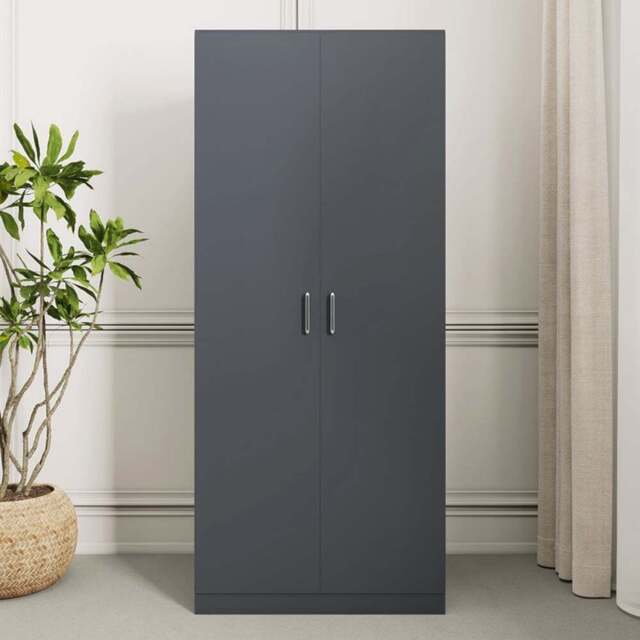 Seconique Dakota 2 Door Dark Grey Wardrobe - Size: 175 x 75 x 48cm - Wilko - image 1