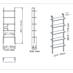 Decorotika Piante 5 Shelf Black and Oud Bookshelf - Size: 174 x 60 x 22cm - Multi - Wilko - thumbnail 7