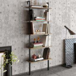 Decorotika Piante 5 Shelf Black and Oud Bookshelf - Size: 174 x 60 x 22cm - Multi - Wilko