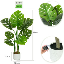 Monstera Tree Indoor Artificial Plant 80cm - Size: 80 x 30 x 30cm - Green - MCC - Wilko - thumbnail 7