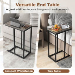 Costway Grey C Shaped End Table - Size: 45 x 25 x 64cm - Wilko - thumbnail 7