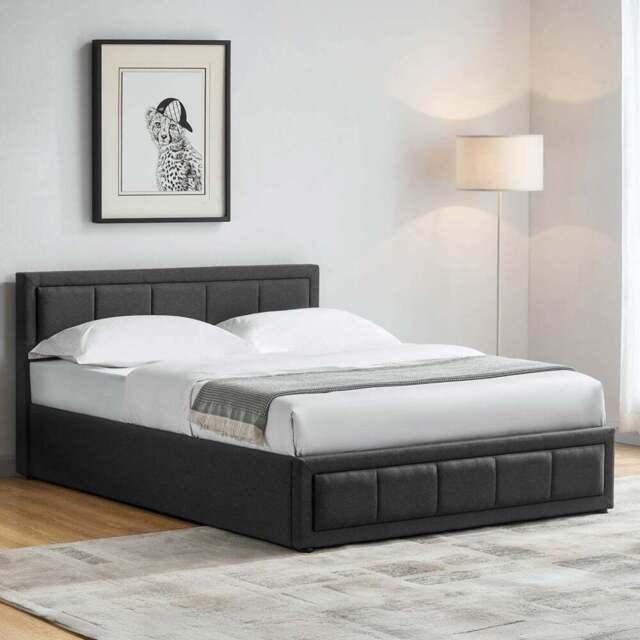 VIDA DESIGNS Vanita Double Dark Grey Ottoman Bed - Wilko - image 1