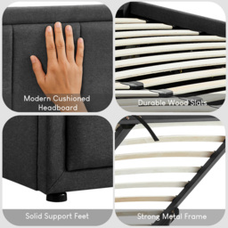 VIDA DESIGNS Vanita Double Dark Grey Ottoman Bed - Wilko - thumbnail 6