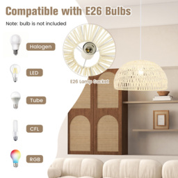Costway Beige Dome Paper Ceiling Pendant Light - Size: 47 x 47 x 31cm - Cream - Wilko - thumbnail 7