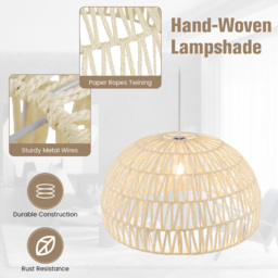 Costway Beige Dome Paper Ceiling Pendant Light - Size: 47 x 47 x 31cm - Cream - Wilko - thumbnail 6