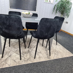 Kosy Koala 4 Seater Glass and Velvet Dining Set Grey and Black - Portland - Wilko - thumbnail 6