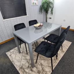 Kosy Koala 4 Seater Glass and Velvet Dining Set Grey and Black - Portland - Wilko - thumbnail 4