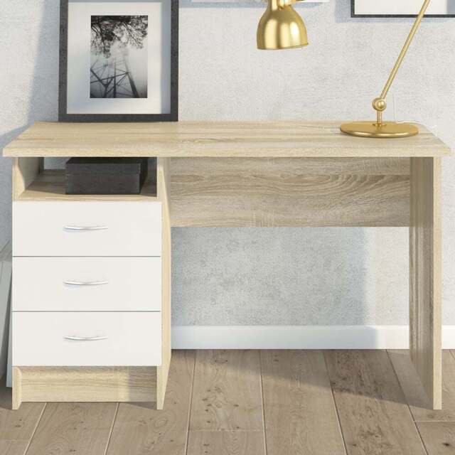 Florence Function Plus 3 Drawer Desk White and Oak - Size: 48 x 120 x 72cm - Furniture to Go - Wilko - image 1