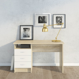 Florence Function Plus 3 Drawer Desk White and Oak - Size: 48 x 120 x 72cm - Furniture to Go - Wilko - thumbnail 6