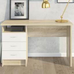 Florence Function Plus 3 Drawer Desk White and Oak - Size: 48 x 120 x 72cm - Furniture to Go - Wilko