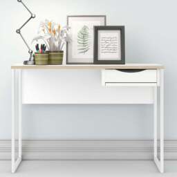 Florence Function Plus Single Drawer Desk White and Oak Trim - Size: 48 x 110 x 76cm - Furniture to Go - Wilko - thumbnail 1