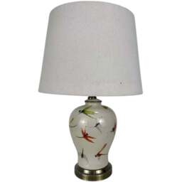Acacia Home Dragonfly Pattern Ceramic Table Lamp with Shade 37cm - Size: 37 x 16 x 16cm - Multi - Wilko - thumbnail 1