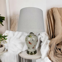 Acacia Home Dragonfly Pattern Ceramic Table Lamp with Shade 37cm - Size: 37 x 16 x 16cm - Multi - Wilko - thumbnail 3