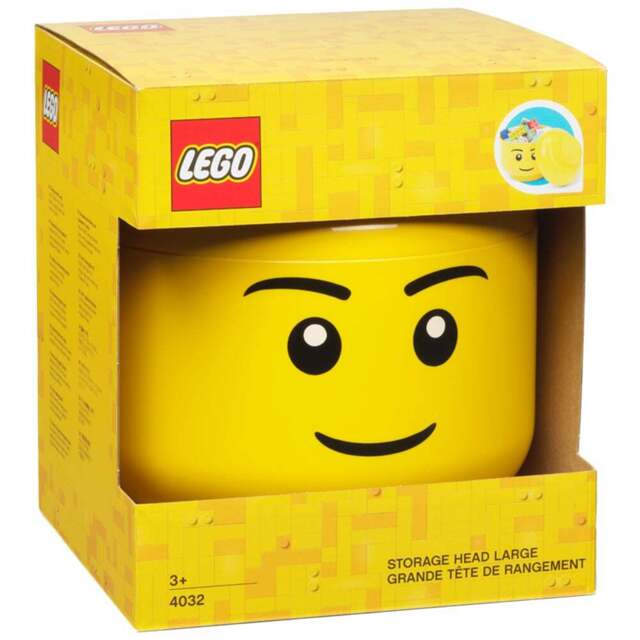 LEGO Boy Face large Storage Head - Size: 24 x 24 x 27.1cm - Yellow - Wilko - image 1