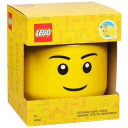 LEGO Boy Face large Storage Head - Size: 24 x 24 x 27.1cm - Yellow - Wilko