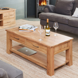Baumhaus Mobel 4 Drawer Oak Coffee Table - Brown - Wilko - thumbnail 5