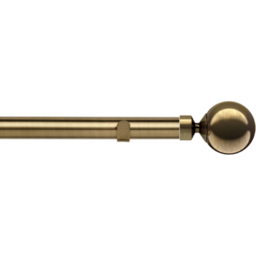 New Edge Blinds 100cm Fixed Length Antique Brass Eyelet Metal Curtain Pole Set with Sphere Finial - Wilko