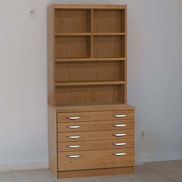 R White Cabinets 5 Drawer 6 Shelf A2 Plan Brown Chest of Drawers with Hutch - Wilko - image 1