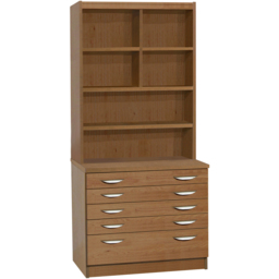 R White Cabinets 5 Drawer 6 Shelf A2 Plan Brown Chest of Drawers with Hutch - Wilko - thumbnail 3