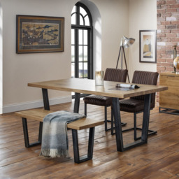 Julian Bowen Brooklyn 2 Seater Oak Dining Bench - Size: 40 x 120 x 45cm - Brown - Wilko - thumbnail 4