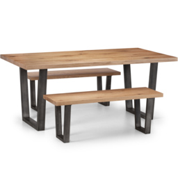 Julian Bowen Brooklyn 2 Seater Oak Dining Bench - Size: 40 x 120 x 45cm - Brown - Wilko - thumbnail 5
