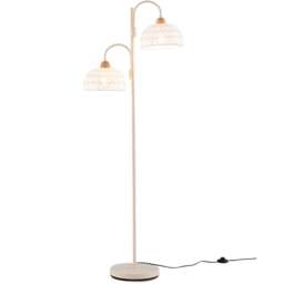 Costway 2 Light White Woven Shade Floor Lamp with Foot Switch - Size: 27.7 x 27.7 x 154cm - Wilko
