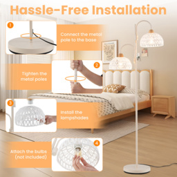 Costway 2 Light White Woven Shade Floor Lamp with Foot Switch - Size: 27.7 x 27.7 x 154cm - Wilko - thumbnail 7