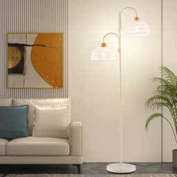 Costway 2 Light White Woven Shade Floor Lamp with Foot Switch - Size: 27.7 x 27.7 x 154cm - Wilko - thumbnail 3