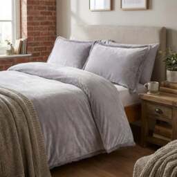 Selena Velvet Duvet Set Grey Superking - Size: Super King - Wilko - thumbnail 5