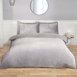 Selena Velvet Duvet Set Grey Superking - Size: Super King - Wilko