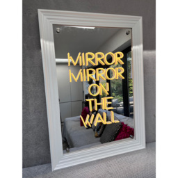 Splashbax Mirror on the Wall Mirror White Premium Gallery Frame LED Neon Wall Art - Size: 105 x 75 x 7cm - Multi - Wilko - thumbnail 3