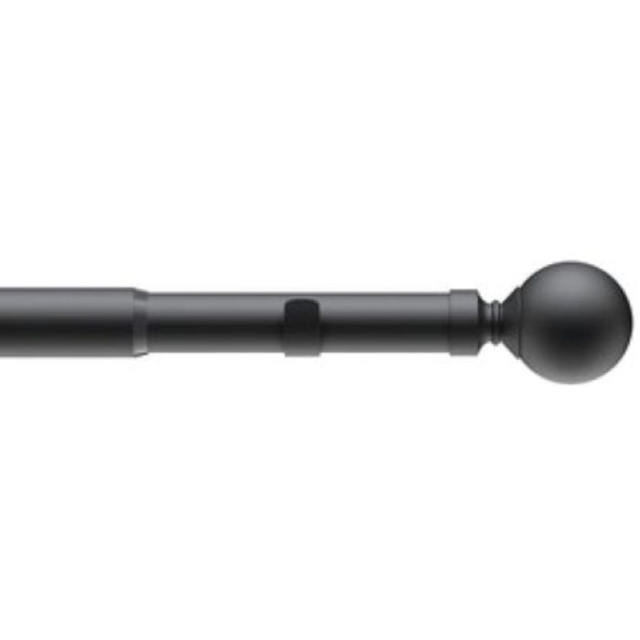 New Edge Blinds 120-210cm Extendable Black Ball End Eyelet Metal Curtain Pole Set - Wilko - image 1