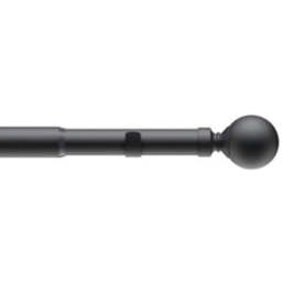 New Edge Blinds 120-210cm Extendable Black Ball End Eyelet Metal Curtain Pole Set - Wilko - thumbnail 1