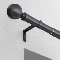 New Edge Blinds 120-210cm Extendable Black Ball End Eyelet Metal Curtain Pole Set - Wilko - thumbnail 3