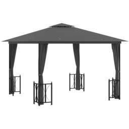 vidaXL 3 x 3m Anthracite Double Tier Roof Gazebo with Sidewalls - Grey - Wilko - thumbnail 3