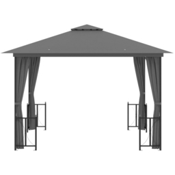 vidaXL 3 x 3m Anthracite Double Tier Roof Gazebo with Sidewalls - Grey - Wilko - thumbnail 4