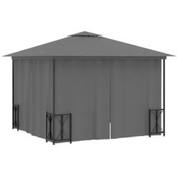 vidaXL 3 x 3m Anthracite Double Tier Roof Gazebo with Sidewalls - Grey - Wilko - thumbnail 5