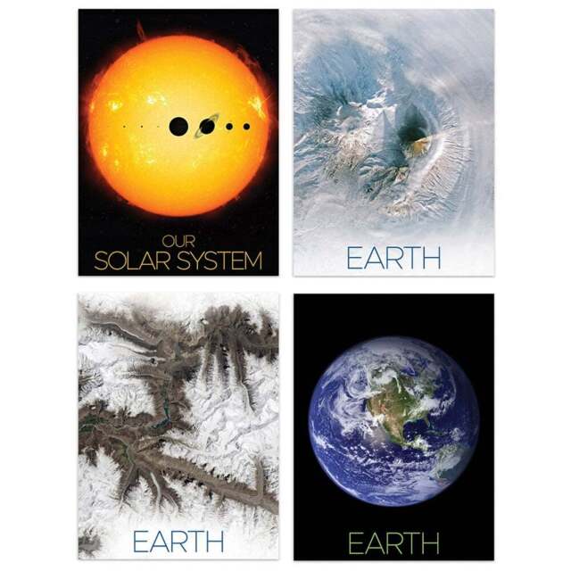 Artery8 NASA Solar System Sun Planet Earth Images from Space Wall Art Print 30 x 41cm 4 Pack - Size: 40.5 x 30.5 x 0.3cm - Multi - Wilko - image 1