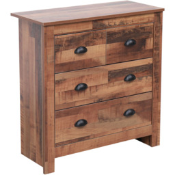 FurnitureHMD 4 Drawer Industrial Style Wooden Chest of Drawers - Brown - Wilko - thumbnail 3