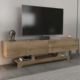Decorotika Tera 2 Door Single Shelf Walnut TV Unit - Size: 46.8 x 160 x 35cm - Brown - Wilko