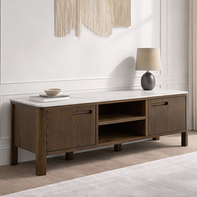 Florence Southampton 2 Door 2 Shelf Ceramic Cream TV Unit - Size: 45 x 120 x 40cm - Multi - Furniture To Go - Wilko - image 1