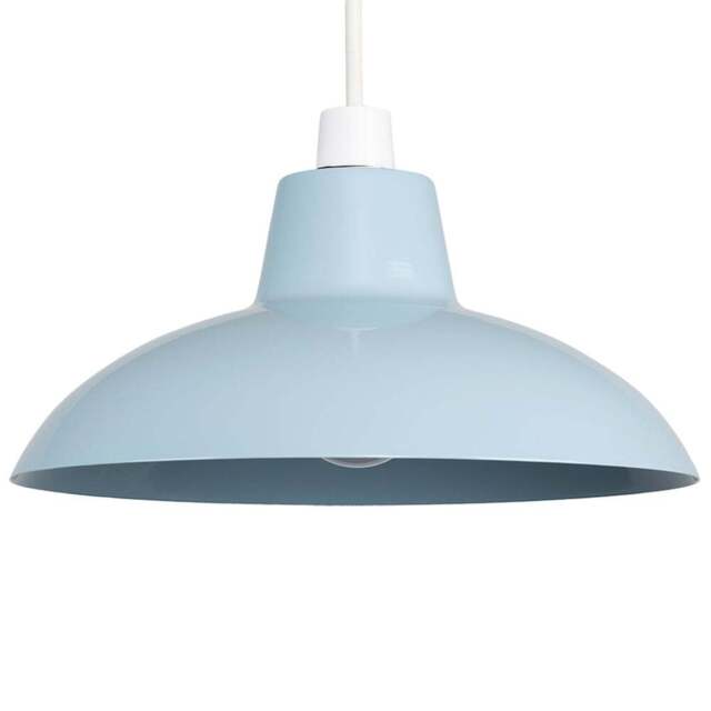 ValueLights Civic Metro Style Corn Flower Blue Metal Retro Pendant Light Shade - Size: 12 x 28.8 x 28.8cm - Wilko - image 1