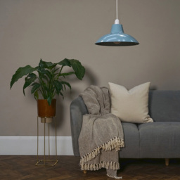 ValueLights Civic Metro Style Corn Flower Blue Metal Retro Pendant Light Shade - Size: 12 x 28.8 x 28.8cm - Wilko - thumbnail 3