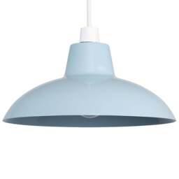 ValueLights Civic Metro Style Corn Flower Blue Metal Retro Pendant Light Shade - Size: 12 x 28.8 x 28.8cm - Wilko