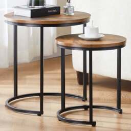 VIDA DESIGNS Brooklyn Dark Wood Nest of Tables Set of 2 - Wilko