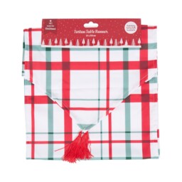 Plaid Tartan Table Runner White - All I Want For Christmas - Wilko - thumbnail 1