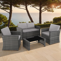 tectake Lucca 4 Seater Grey Outdoor Sofa Set - Wilko - thumbnail 1