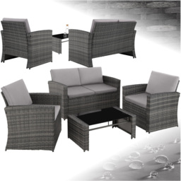 tectake Lucca 4 Seater Grey Outdoor Sofa Set - Wilko - thumbnail 3