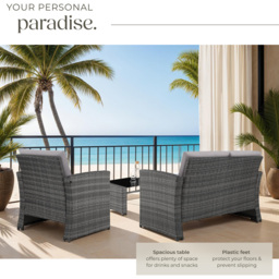 tectake Lucca 4 Seater Grey Outdoor Sofa Set - Wilko - thumbnail 5